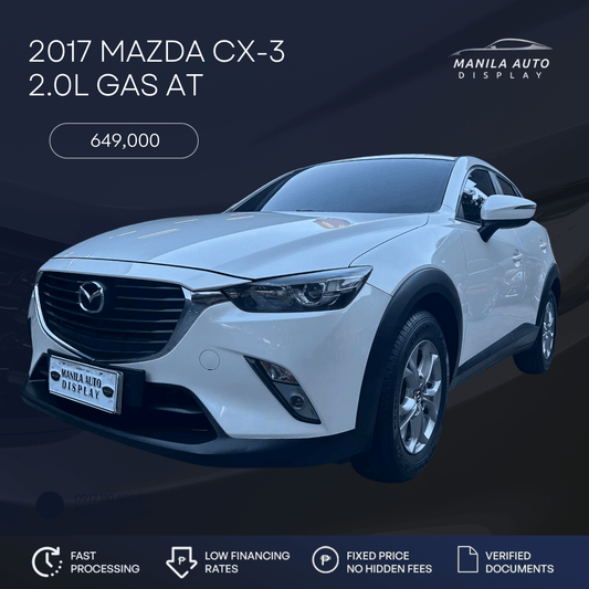 2017 MAZDA CX-3 2.0L AUTOMATIC TRANSMISSION | Secondhand Used Cars for Sale at Manila Auto Display.