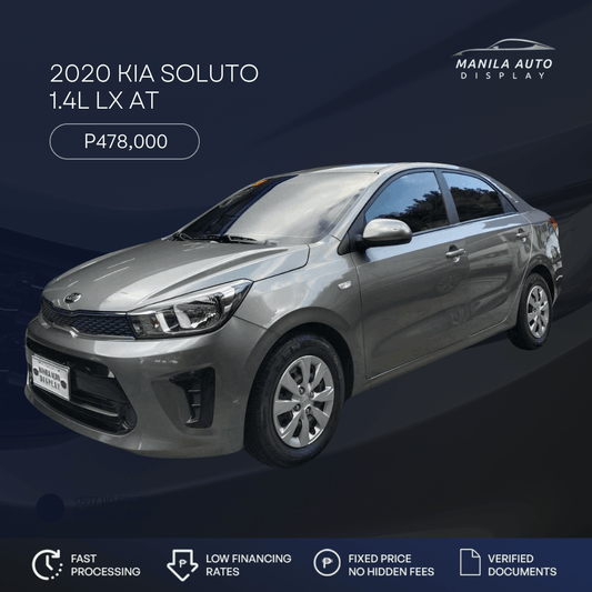 2020 KIA SOLUTO 1.4L LX AUTOMATIC TRANSMISSION | Secondhand Used Cars for Sale at Manila Auto Display.