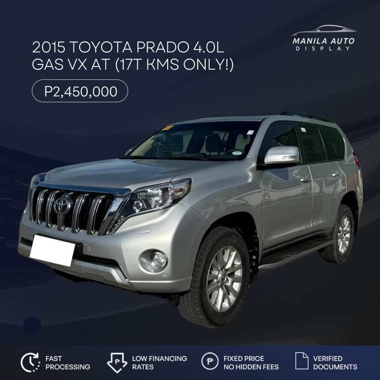 2015 TOYOTA PRADO 4.0L GAS VX AUTOMATIC TRANSMISSION (17T KMS ONLY!)