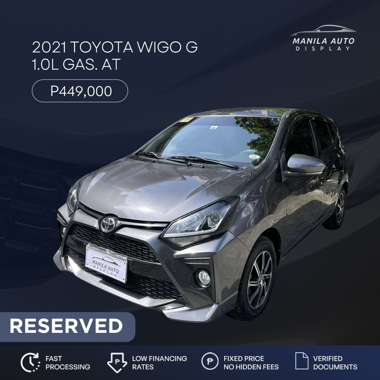 2021 TOYOTA WIGO G 1.0L GAS. AUTOMATIC TRANSMISSION