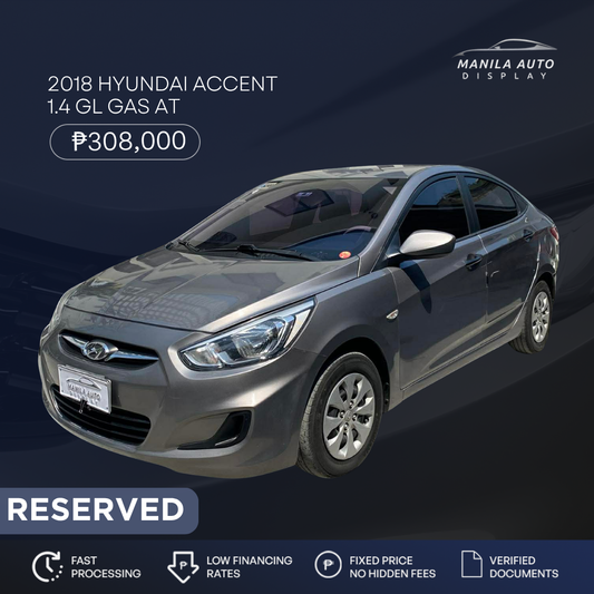 2018 HYUNDAI ACCENT 1.4 GL GAS AUTOMATIC TRANSMISSION
