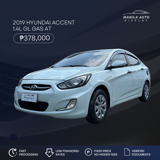 2019 HYUNDAI ACCENT 1.4L GL GAS AUTOMATIC TRANSMISSION