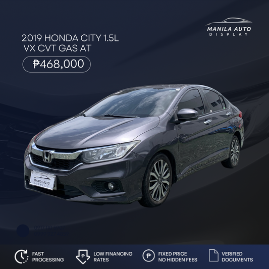 2019 HONDA CITY 1.5L VX CVT GAS AUTOMATIC TRANSMISSION