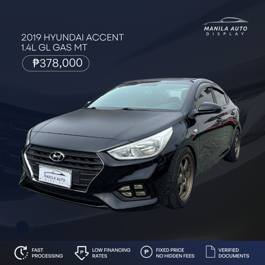 2019 HYUNDAI ACCENT 1.4L GL GAS MANUAL TRANSMISSION