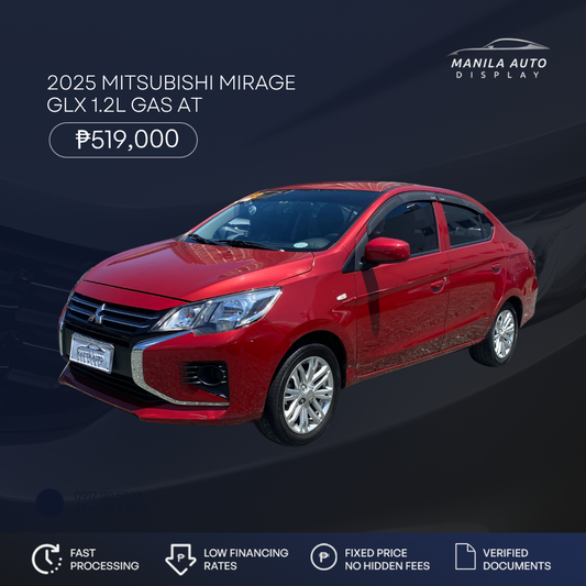 2025 MITSUBISHI MIRAGE GLX 1.2L GAS AUTOMATIC TRANSMISSION