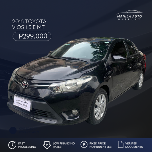 2016 TOYOTA VIOS 1.3 E MANUAL TRANSMISSION