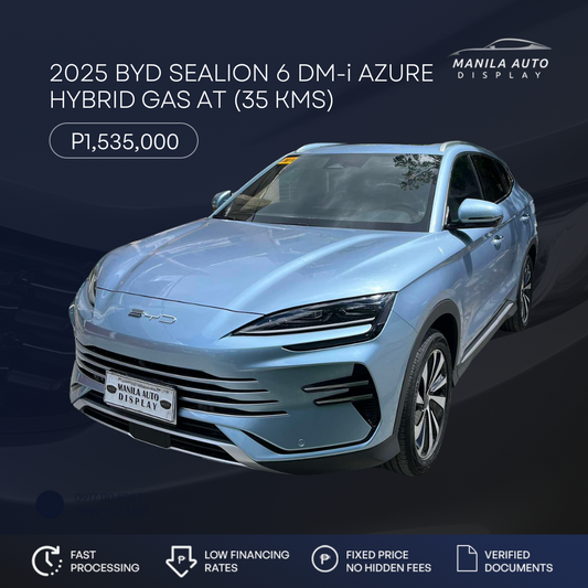 2025 BYD SEALION 6 DM-i	AZURE HYBRID GAS AUTOMATIC TRANSMISSION DELIVERY MILEAGE (35KMS)