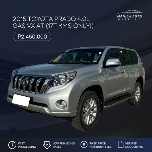 2015 TOYOTA PRADO 4.0L GAS VX AUTOMATIC TRANSMISSION (17T KMS ONLY!)