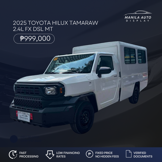 2025 TOYOTA HILUX TAMARAW 2.4L FX DSL MANUAL TRANSMISSION (32KMS)
