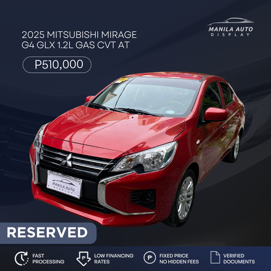 2025 MITSUBISHI MIRAGE G4 GLX 1.2L GAS CVT AUTOMATIC TRANSMISSION