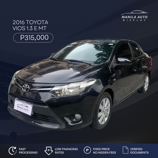 2016 TOYOTA VIOS 1.3 E MANUAL TRANSMISSION