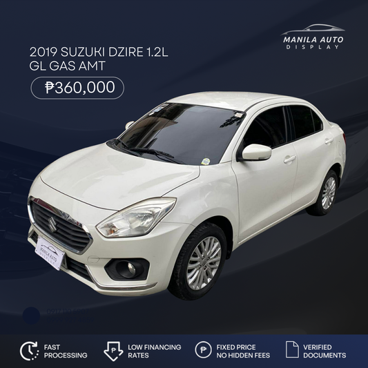 2019 SUZUKI DZIRE 1.2L GL GAS AUTOMATIC TRANSMISSION