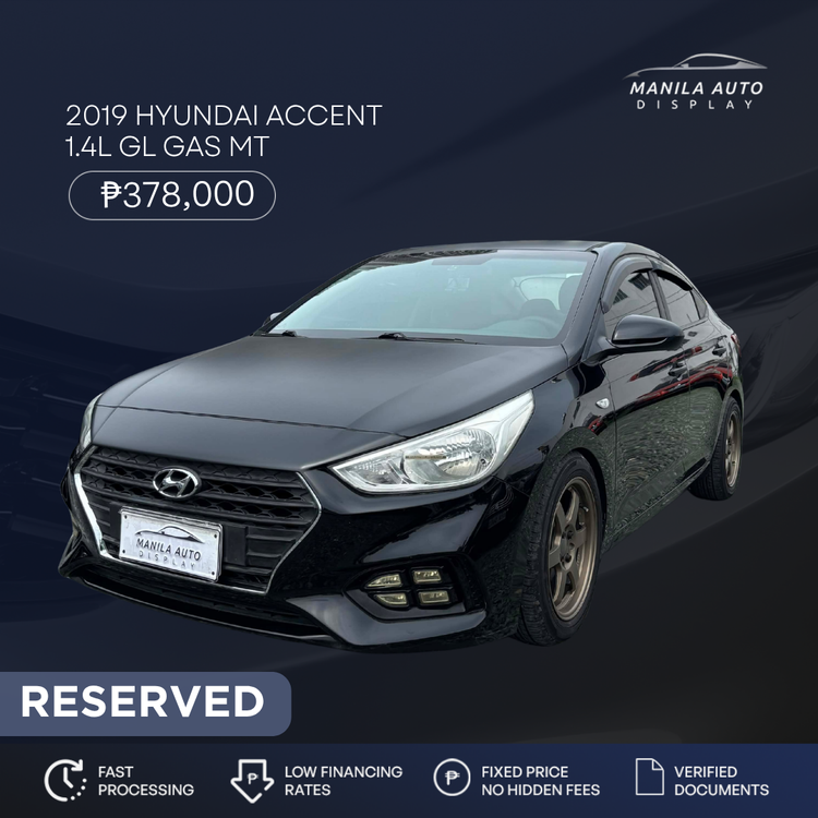 2019 HYUNDAI ACCENT 1.4L GL GAS MANUAL TRANSMISSION