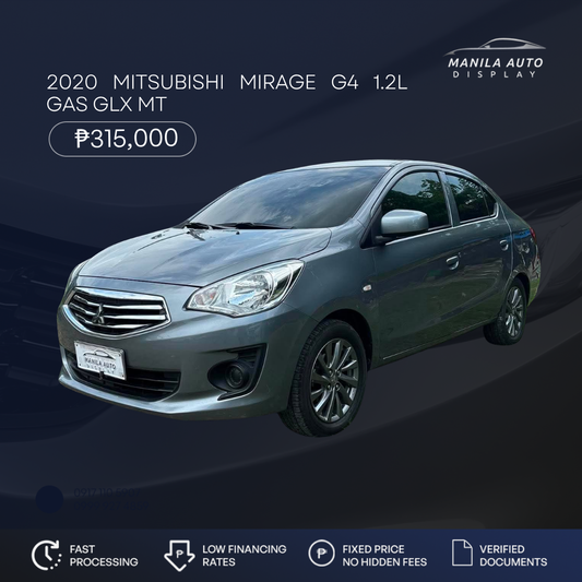 2020 MITSUBISHI	MIRAGE G4 1.2L GAS GLX MANUAL TRANSMISSION