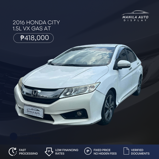 2016 HONDA	CITY 1.5L VX GAS AUTOMATIC TRANSMISSION
