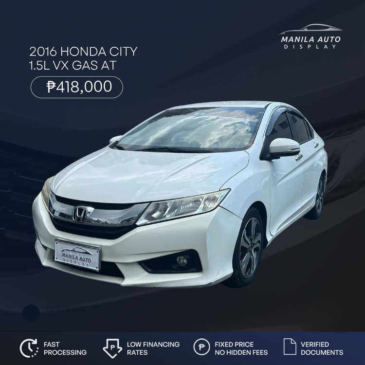 2016 HONDA	CITY 1.5L VX GAS AUTOMATIC TRANSMISSION