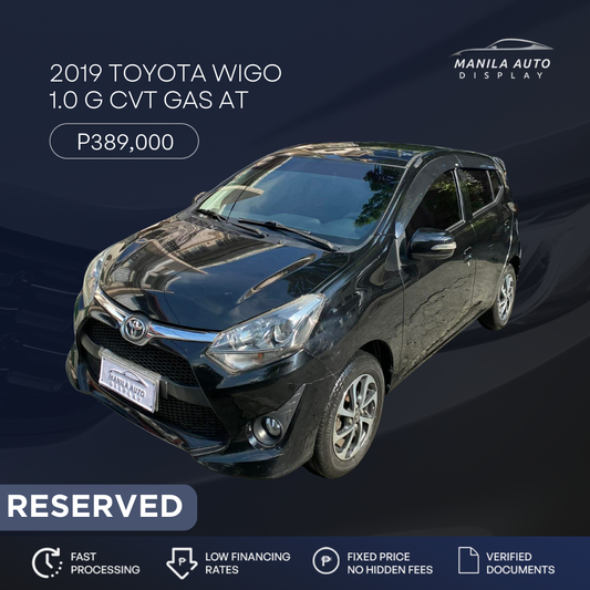 2019 TOYOTA WIGO 1.0 G CVT GAS AUTOMATIC TRANSMISSION