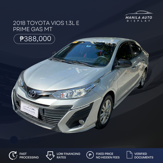 2018 TOYOTA VIOS 1.3L E PRIME GAS MANUAL TRANSMISSION