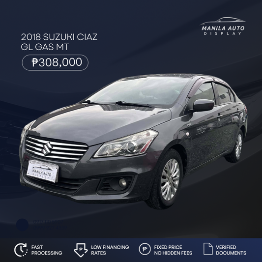2018 SUZUKI CIAZ GL GAS MANUAL TRANSMISSION