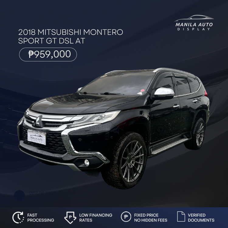 2018 MITSUBISHI	MONTERO SPORT GT 4X4	DSL AUTOMATIC TRANSMISSION